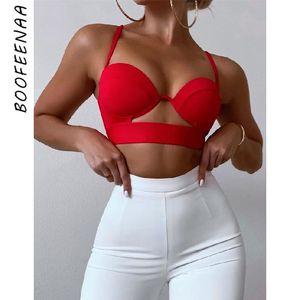 Camis BOOFEENAA Sexy Hollow Out Backless Bralette Crop Tops for Women Party Club Wear High Quality Cropped Camisole Tanks C97DI16
