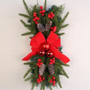 Decorative Flowers Christmas Artificial Wreath Art Crafts Stair Swag Hanging With LED Light Garland Props Tree Decoration For Home