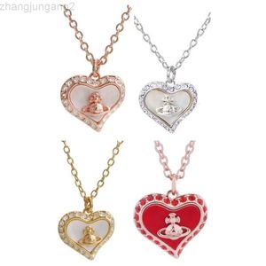 Designer Viviene Westwoods New Viviennewestwood Western Empress Dowager Love Shell Shinestone Colar Rosa Ouro Prata Luxo Temperamento em Menina