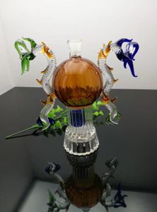 Glass Pipes Smoking Manufacture Hand-blown hookah Double Pan Dragon Glass Water Smoke Bottle