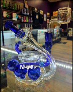 5,5 polegadas Klein Recycler Dab Rigs Hookahs espessos a água de vidro Bongus Base Base Bongo Pipe com junta de 14 mm