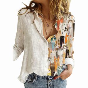 Blouses feminina camisas elegantes Lady Plus Size Camisa Impressa Camisa Autumn Mulheres Manga Longa Casual Clube Solto Partido Escritório Vintage Bloups 230428