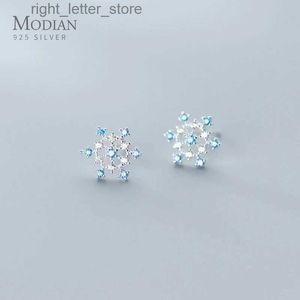 Stud Modian Fashion Blue Crystal Cute Snowflake Stud Earring for Women Gift 925 Sterling Silver 3 Color Ear Pin Fine Jewelry 2020 New YQ231128