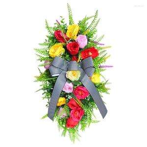 Decorative Flowers Wedding Decoration Spring Summer Simulation Flower Wreath Festival Holiday Props