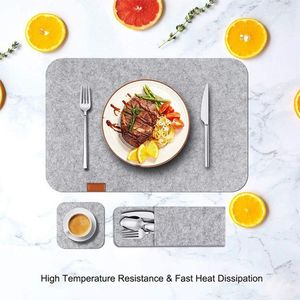 Table Mats 1PC Felt Placemats Heat-insulated Non-slip Absorbent Dishes Pads Home Decor El Supplies