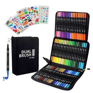 Watercolor Pen Brush Pens Coloring Dual Art Markers For Kids And Adults 60/72/120 Colors Set P230427