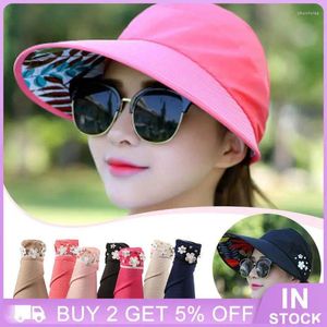 BERETS SUN CAP Justerbar skugga Big Brim Foldbar Fishing Hat Sequin Pattern Cycling Women Summer Vintage Colorful Couling Caps