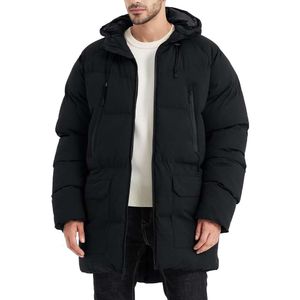 Herren-Entendaunenmantel mit Kapuze, warme Steppjacke, langer Wintermantel, wasserdichter Parka für kaltes Wetter, 1HEPZ