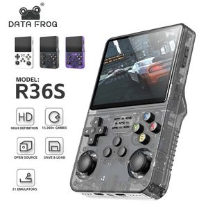 Portable Game Players Data Frog R35S Plus R36S Retro Handheld Video Console Linux System 3 5 Inch IPS Screen Pocket Player 231128