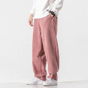 Spodnie Corduroy Pants Men swobodne luźne spodniki zimowe moda różowy neutralny męski i żeńskie spodnie streetwearne spodnie Hip Hop