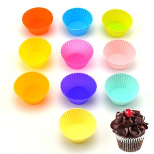 Silicone muffin xícara de bolo redonda xícara de cozinha diy mofo de alta temperatura a ovo de ovo forno de cozimento