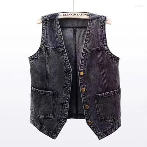 Damen Westen Frühling Sommer Koreanische Kurze Denim Weste Damen Vintage Schwarz Ärmellose Jacke Lässige Jeans Weibliche Weste Chaleco Mujer