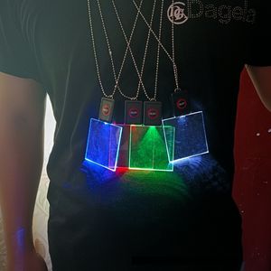 100Pcs Led Luminous Blank Acrylic Neck Strap Lanyard Rope Batttery Power Work Pendant Necklace Party DIY Prop Hang Badge Gift
