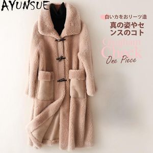 Fur Ayunsue Winter Fur Coat feminino 2021 Long Sheep Shearling Jackets Women Woman Wool Casual Casual Style corean Jaqueta feminina gxy177