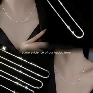 S925 Sterling Pure Silver Sparkling Halsband Kedjor Kvinnor Mångsidig lyx Populära Högkvalitet Shining Sky Star Collar Chain Cauliflower smycken