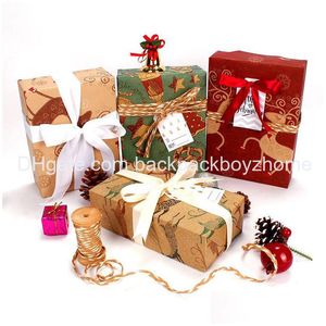 Wrap Prezent 70x50cm Papier świąteczny Pakiet DIY Pakiet Cartoon Santa Claus Snowman Deer Present Drop dostawa domowy ogród Garden Party S DHV6R