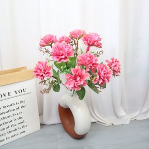 Nova simulação de buquê de dália, celebração de casamento, segurando flores falsas, decoração de enfeites de mesa de jantar, buquê, vaso de flores, arte floral de casamento