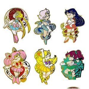 Akcesoria kreskówek Sailor Moon Brooch Brooch Pins Enamel Metal odznaki klapowe broszki pinowe Kurtki dżinsy mody biżuterii akcesoria upuść deli dhlfi