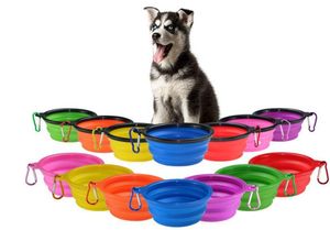 Alimentação portátil para cães e gatos, tigela de água para viagem ao ar livre, fonte potável, tigelas dobráveis de silicone com universal