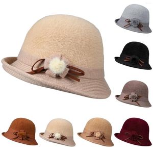 Wide Brim Hats Women's Autumn And Winter Dome Casual Fisherman Pot Hat Small Bowler Butterfly Garden Ladies