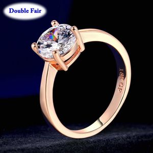 Band Rings Top Quality Round AAA Cubic Zirconia RoseWhite Gold Color Fashion Jewelry Rings For Women Engagement Wholesale DWR333R335 Z0428