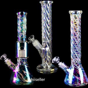 NEW Glass Bong Colorful Water Pipes Hookahs Downstem Perc Thickness Heady Dab Rigs With 14mm bowl Tobacco