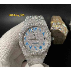 흰색 moissanite 다이아몬드 시계 완전히 아이스 아웃 아웃 아웃 남자를위한 시계 시계 그를 위해 시계 선물