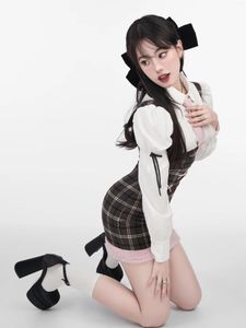 Zestawy odzieży Brytyjska moda oryginalny projekt koreański w stylu preppy bąbelkowy Suknia w kratę dziewczyna seksowna pochwa jk mundur japończyk