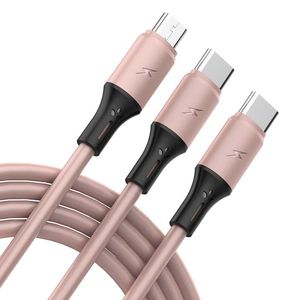 Liquid Silicone 2.4A 1.2m 3 in 1 Charging Cables For Samsung Xiaomi Huawei Micro USB Type C Charger cord