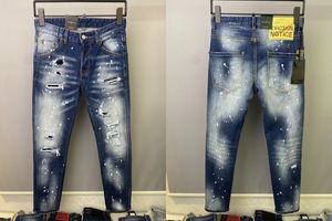 Nya män jeans hål ljusblå mörkgrå Italien varumärke man långa byxor byxor streetwear denim mager smal rak cyklist jean för d2 toppkvalitet 28-38 size98251