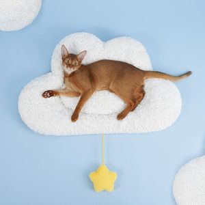 Paspaslar için evcil hayvan yatak sevimli karikatür bulut küçük köpek kedi yatak yastık sonbahar kış peluş peluş sıcak kedi yatak ev mat evcil hayvan aksesuarları
