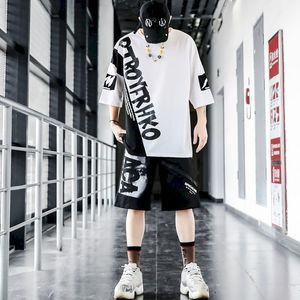 Męskie dresy odpowiadają sportowi młodzieżowi Casual Men Zestaw odzieży luźne duże koszulki dresowe marka Koreańska trend hip-hop dwuczęściowe zestawy 230428