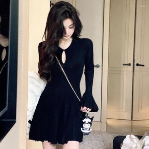 Casual Dresses Year Club Night Party Japan Girls Women Sexy Long Sleeve Ruffles Bodycon A Line Little Black Dress