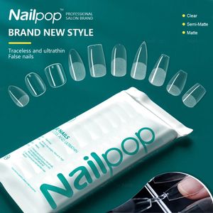 False Nails Nailpop 120pcs False Nails 아크릴 프레스 관 관 인공 손톱 확장 매니큐어 도구를위한 명확한 가짜 손톱 팁 231128