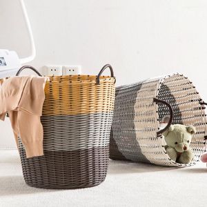 Organização Rattan Lavanderia de roupas de cesta organizador infantil brinquedos de artilhas cestas de armazenamento cestas de lavanderia saco de roupa triturada à mão