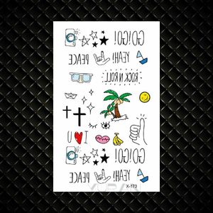 Tatuaggi Adesivi colorati di disegno Hot Piccole labbra sexy Foglia Nero Cartoon Tatuaggio temporaneo Cute Star Tatuaggi Adesivo Love Women Body Finger Art Tatoo Kid ImpermeabileL23