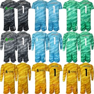 Club Team 23 24 målvakt Soccer 1 Alisson Becker Jerseys Set Men Kids Långärmad GK 13 Adrian 25 Pepe Reina 22 Simon Mignolet målvakt Fotbollsskjorta Liwupu