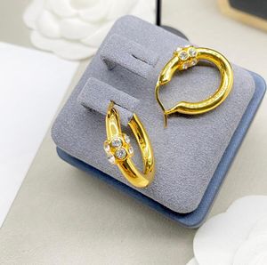 Fashion INS Style Hoop Huggie Earrings Stud Classic Designer Circle With Diamond Dangle Earrings Gold Silver Plated For Women Party Jewelry