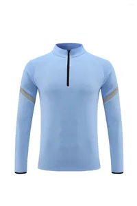 Mäns T -skjortor Spring och Autumn Leisure Sports Half Zip Stand Collar Lång ärm Daglig körning Fitness Fast Torkning Elastisk lös topp