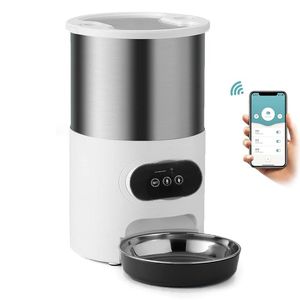 Matning Auto Pet Feeder Dogs WiFi App Control Smart Swirl Slow Feeder med röstinspelare stor kapacitet Tidskatter Matdispenser