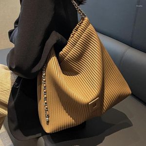 Evening Bags Vintage Striped Designs Quality Leather Handbags Feminine Chains Strap Shoulder Bag Women Laptop Hand Unique