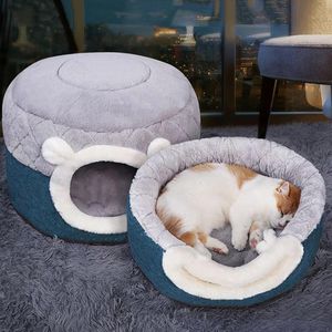 Mats Removable Cat Bed House Soft Plush Kennel Puppy Cushion Small Dogs Cats Nest Winter Warm Sleeping Pet Dog Bed Pet Mat Supplies