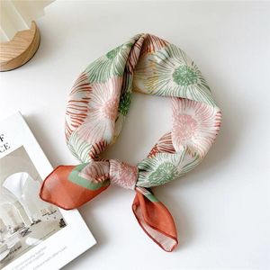 Scarves Leaves Flower Printed Bag Hijab 55 55cm Scarf Breathable Decorative Neckerchief Soft Sunscreen Small Shawls Bandana