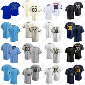 2023 Custom Yelich Baseball Jerseys Wiemer Turang Cain Burnes Claudio Cousins Lauer Miley Milner Payamps Peguero Peralta Rea Strzelecki Williams