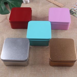 PC/LOT MIDDEL SQUARE Color Candy Metal Wedding Pencil Storage Boxes/Gift Christmas Case/Packing Can 8.3cmx8.3cmx4.5cm