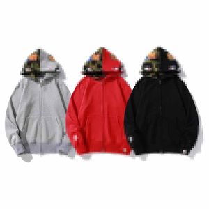 Bathing Ape Felpe con cappuccio da uomo Autunno e inverno Felpa con cappuccio patchwork mimetico Shark con cerniera per uomo e donna giacca casual con cappuccio allentata