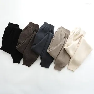 Women's Pants Pure Wool 9-point Knitted Trousers Casual Sports Sweatpants Fashion Korean Cashmere Small Leg Clothing