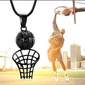 Pendant Necklaces Black Basketball Frame Cremation Necklace For Human Pet Ashes Stainless Steel Urn Keepsake Jewelry