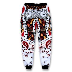 Calças engraçadas 3d calças jogger dos homens jogando cartas k rei q rainha poker face bandanna paisley sweatpants hip hop casual calças compridas