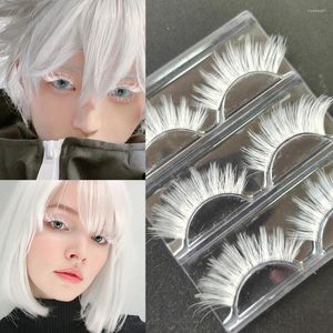 False Eyelashes 3 Pairs White Black Band Cosplay Makeup Natural Long Cross Strip Eye Lashes Stage Show Halloween Party